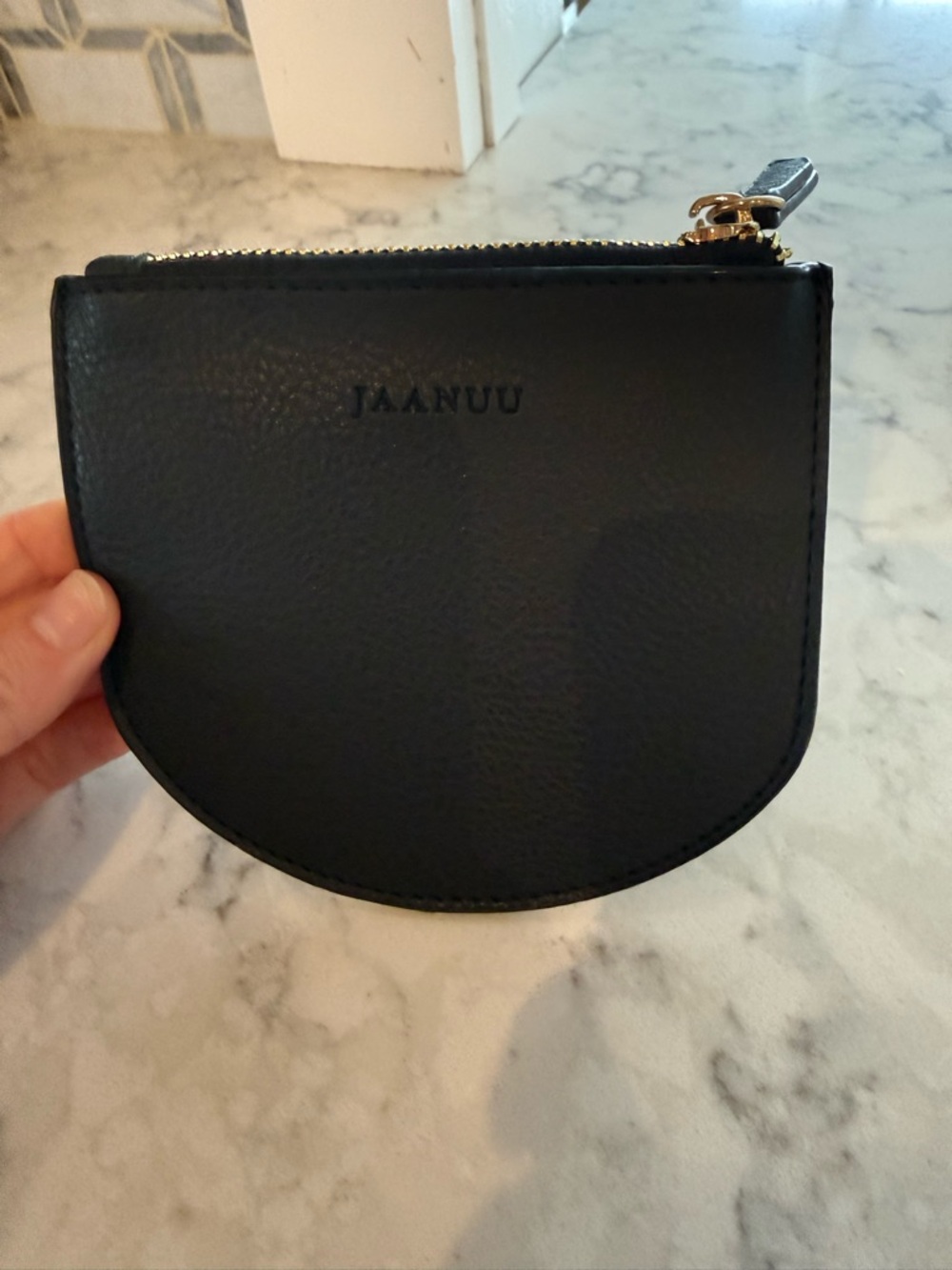 JAANUU Black Half-Moon Zip Coin Purse